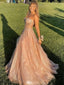 Shiny Pink Sweetheart A-Line Long Prom Dress Ideas, Evening Party Dresses,WGP1631