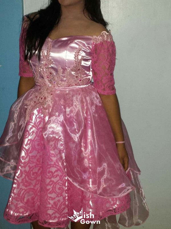 Unique Short Sleeves A-line Short Mini Homecoming Dress,EPT544