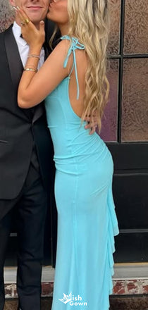 Elegant Spaghetti Strap V-neck Mermaid Long Prom Dress Ideas, Evening Party Dresses,WGP1717