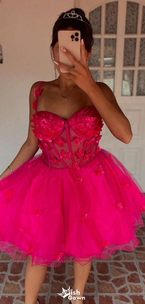 Gorgeous Spaghetti Strap A-line Short Mini Homecoming Dress,EPT547