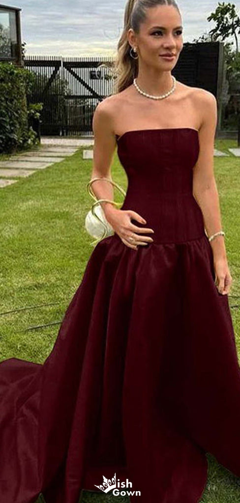 Formal Strapless A-line Long Prom Dress Ideas, Evening Party Dresses,WGP1721