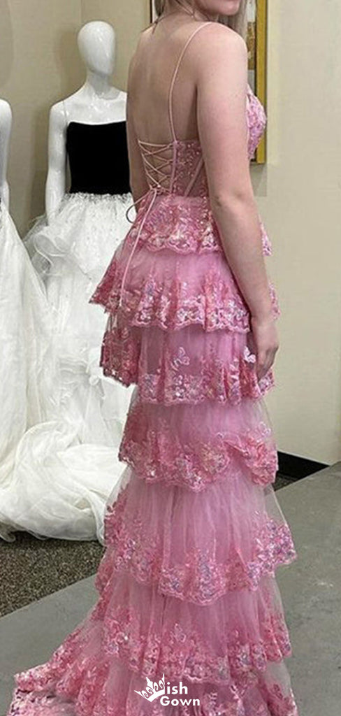 Sexy Spaghetti Strap V-neck A-line Long Prom Dress Ideas, Evening Party Dresses,WGP1724