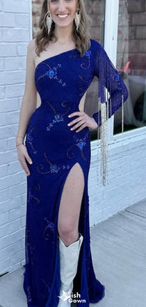 Gorgeous One-shoulder Mermaid Long Prom Dress Ideas, Evening Party Dresses,WGP1730