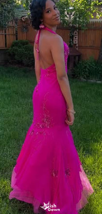 Gorgeous Halter Mermaid Long Prom Dress Ideas, Evening Party Dresses,WGP1731