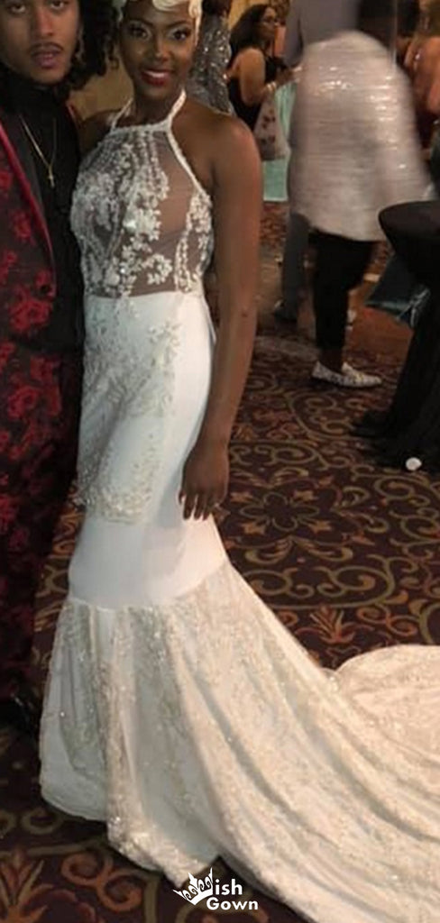 Gorgeous Halter Mermaid Long Prom Dress Ideas, Evening Party Dresses,WGP1732