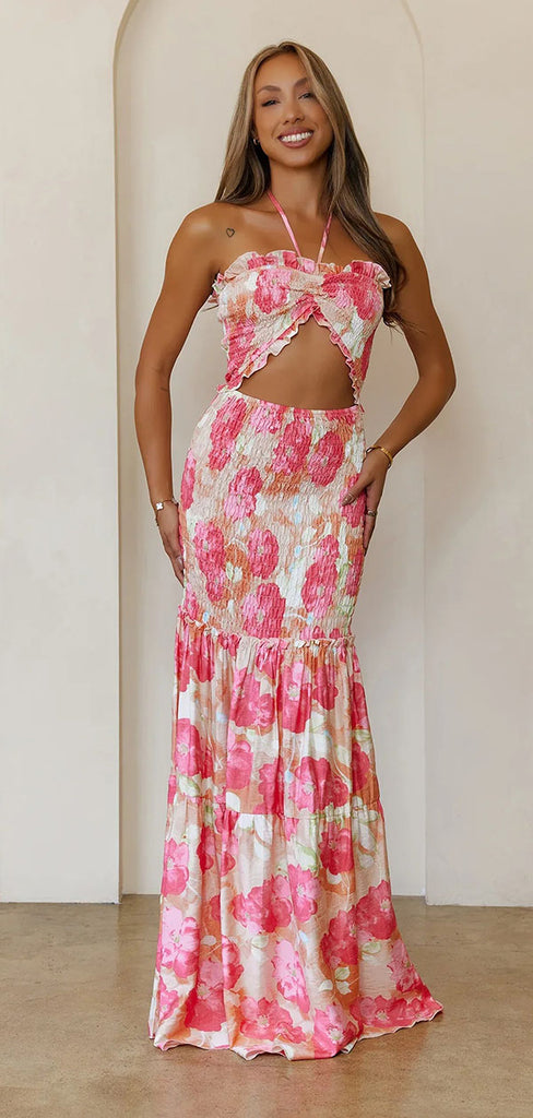 Elegant Pink Halter Strap Mermiad Long Prom Dress Ideas, Evening Party Dresses,WGP1648