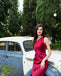 Elegant Silk Satin One Shoulder Prom Dress Sleeveless Slim Fit Floor Length Evening Gown,WGP2058