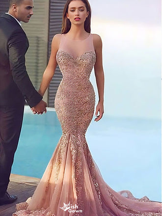 Sexy Pink Halter Mermaid Long Prom Dress Ideas, Evening Party Dresses,WGP1889