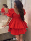 Elegant Short Sleeves A-line Short Mini Homecoming Dress,EPT577