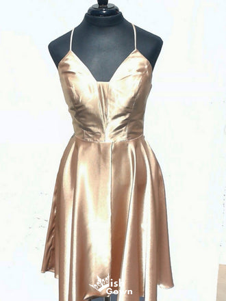 Elegant Spaghetti Strap A-line Short Mini Homecoming Dress,EPT582