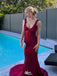 Elegant V-neck Spaghetti Strap Backless Mermaid Unique Long Prom Dress Ideas, Evening Party Dresses,WGP1167
