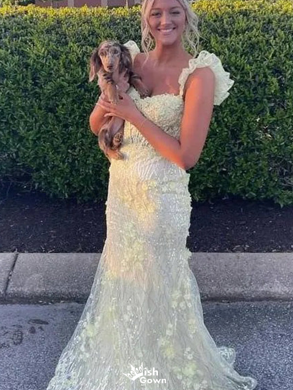 Elegant Sweetheart Spaghetti Strap Mermaid Unique Long Prom Dress Ideas, Evening Party Dresses,WGP1168