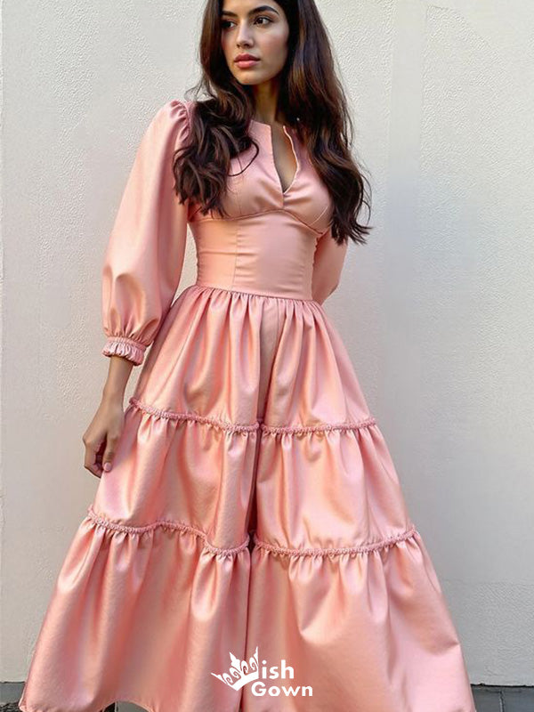 Elegant Long Sleeves A-line Long Prom Dress Ideas, Evening Party Dresses,WGP1762