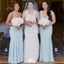 Mismatched Light Blue Mermaid Popular Cheap Maxi Long Wedding Guest Bridesmaid Dresses,WGM243