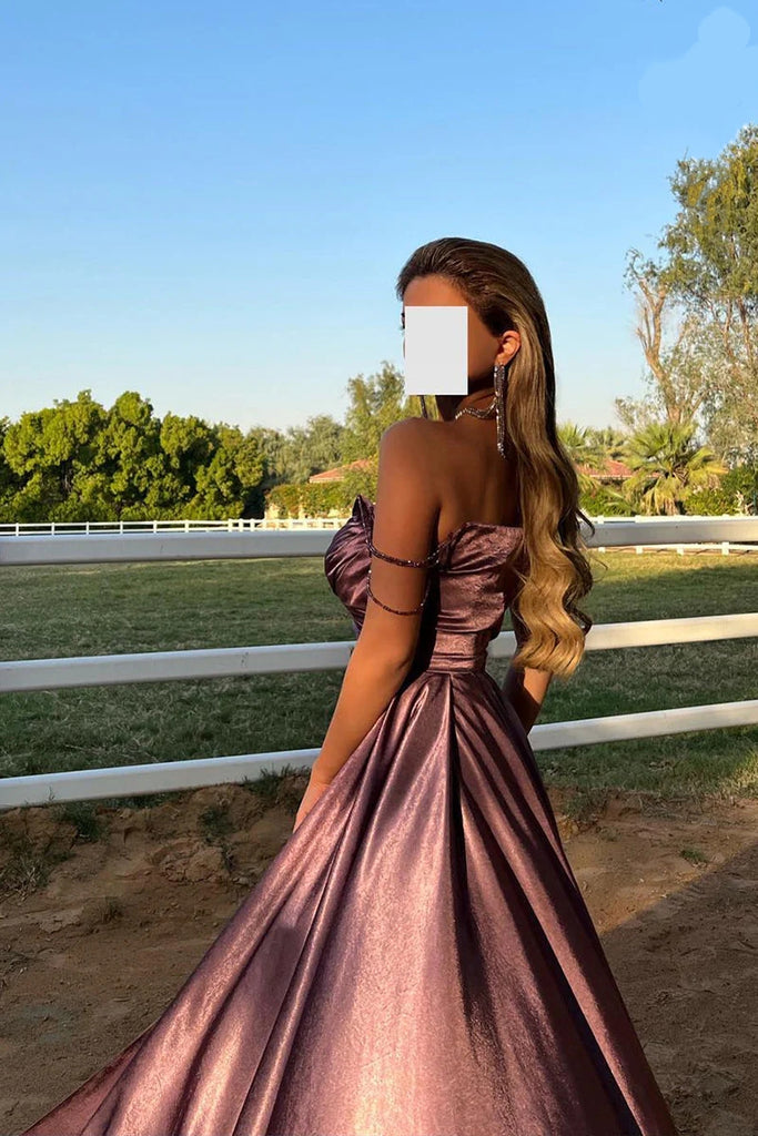 Gorgeous Purple Off-Shoulder Sleeveless Mermaid Long Prom Dress Ideas, Evening Party Dresses  , WGP1884