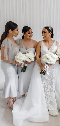 Sexy Mermaid One Shoulder Popular Cheap Maxi Long Wedding Guest Bridesmaid Dresses,WGM224