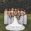 Elegant Gray V-Neck Sleeveless Mermaid A-Line Long Bridesmaid Dresses Online, WGM420