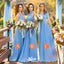 Elegant Blue Mismatched Sleeveless A-Line Long Bridesmaid Dresses Online,WGM463