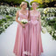 Elegant Pink Spaghetti Strap Sleeveless A-Line Long Bridesmaid Dresses Online,WGM464