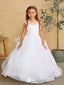 Lovely Tulle Round Neck Sleeveless Lace Little Long Flower Girl Dresses, Wedding Flower Girl Dresses, FGD032