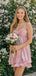 Pretty Pink Satin Homecoming Dress Sleeveless Sweetheart Neck A-Line Short Cocktail Gown, EPT722