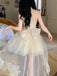 Elegant White Spaghetti Strap High-Low Sleeveless Homecoming Dresses For Birthday Party, EPT699