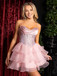 Sexy Sweetheart Sequin Corset Homecoming Dress Mini Ruffled Party Gown, EPT717