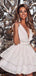 Elegant White V-Neck A-Line Short Homecoming Dresses For Birthday Party, EPT715