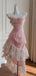 Elegant Pink Spaghetti Strap High Low Sleeveless Homecoming Dresses For Birthday Party, EPT696
