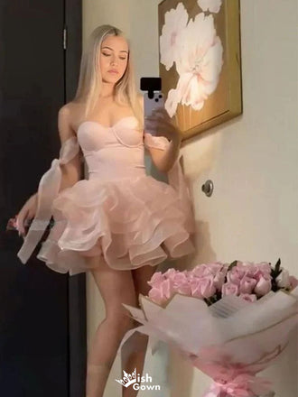 Sexy Pink Sweetheart A-Line Short Homecoming Dresses For Party, EPT679