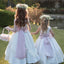 Cute White Bow Halter Sleeveless Floral Long Flower Girl Dress,FG031