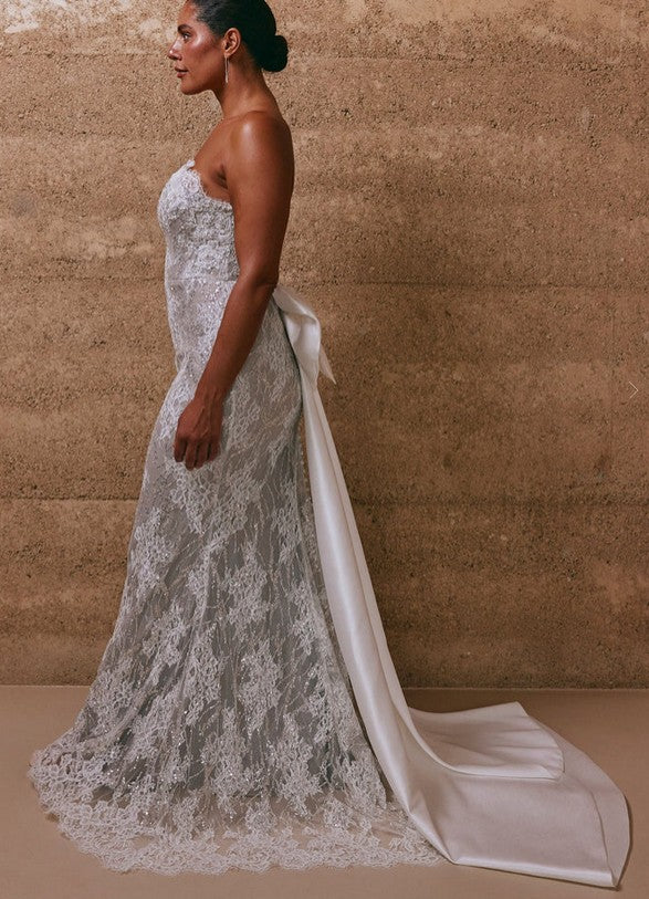 Sexy White Sweetheart Lace Mermaid Long Wedding Dresses With Sweep Trailing ,WDH169