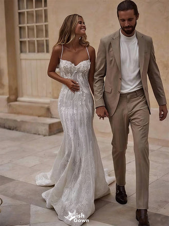 Sexy Sparkly Sequin Mermaid Wedding Gown Sweetheart Sleeveless Bridal Dress,WDH192