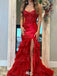 Gorgeous Red Sweetheart Mermaid Side Slit Long Prom Dress Ideas, Evening Party Dresses ,WGP1872