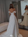 Elegant White Off-Shoulder A-Line Long Wedding Dresses With Sweep Trailing,WDH163