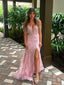 Sparkly Pink Sweetheart Mermaid Side Slit Long Prom Dress Ideas, Evening Party Dresses,WGP1863