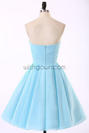 Junior Cute Cheap Straight Neckline Light Blue homecoming dresses, CM0018