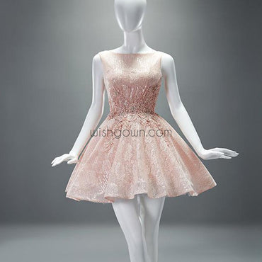 A-line sparkly unique open back charming lovely freshman formal homecoming prom gown dress,BD0029 - Wish Gown