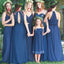 Mismatched Chiffon Sequin Roayl Blue Lace Long Wedding Bridesmaid Dresses, WG365